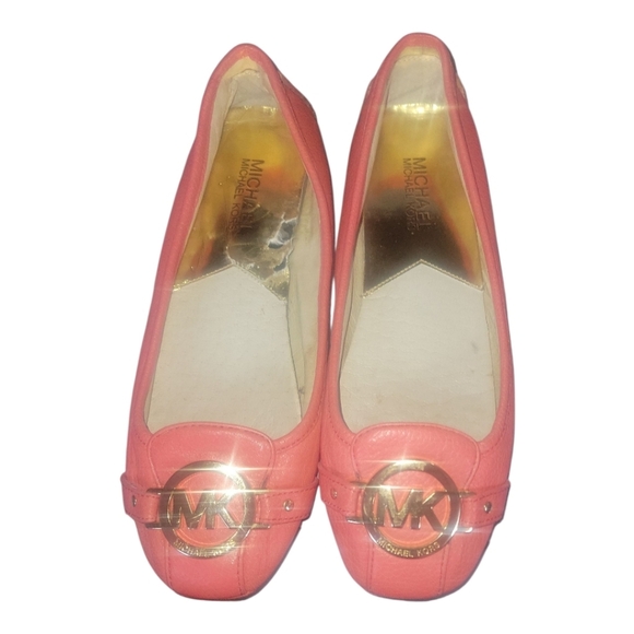 Michael Kors Fulton Coral Leather MK Logo Moccasin Flats Loafer Sz 6.5M - Picture 8 of 9